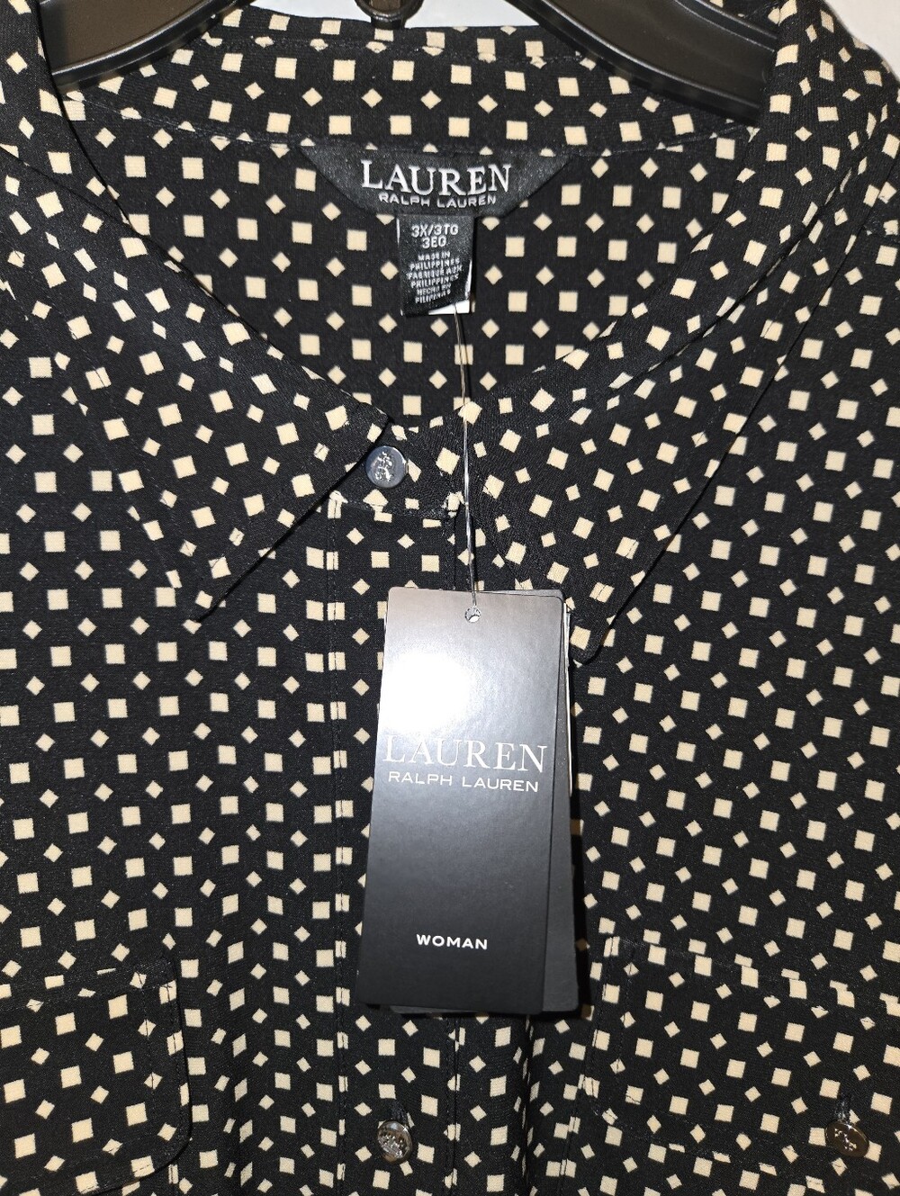 Lauren Ralph Lauren Black And Tan, Long Sleeve Button Down Shirt Size 3X - Picture 3 of 5